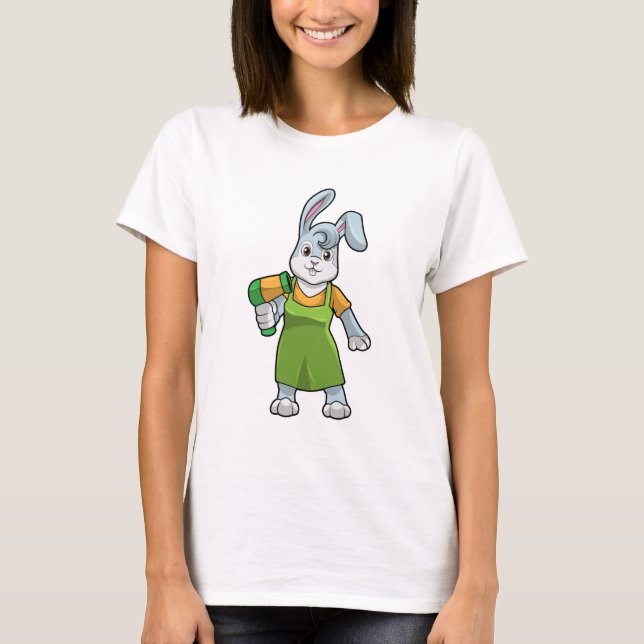 Rabbit as Hairdresser with Hairdryer T-Shirt (Front)