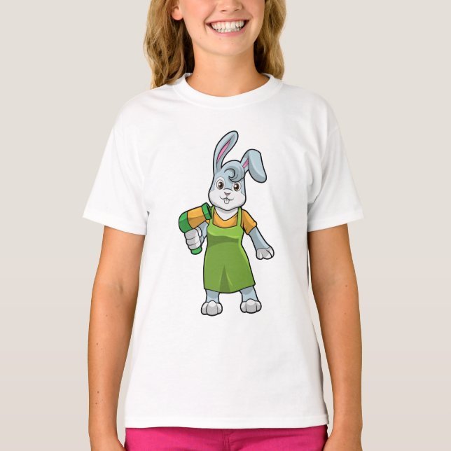 Rabbit as Hairdresser with Hairdryer T-Shirt (Front)