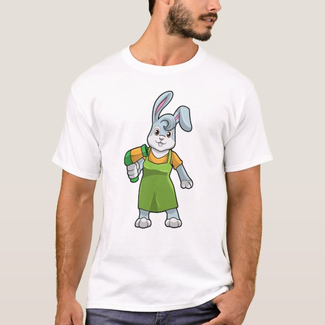 Rabbit as Hairdresser with Hairdryer T-Shirt (Front)