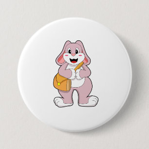 Rabbit as Hiker with Bag 7.5 Cm Round Badge
