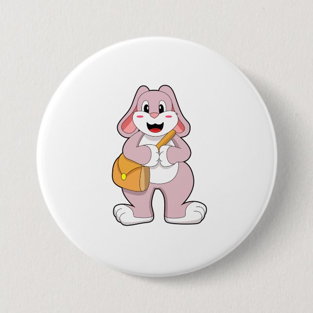 Rabbit as Hiker with Bag 7.5 Cm Round Badge (Front)