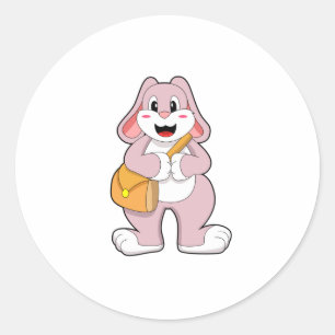 Rabbit as Hiker with Bag Classic Round Sticker
