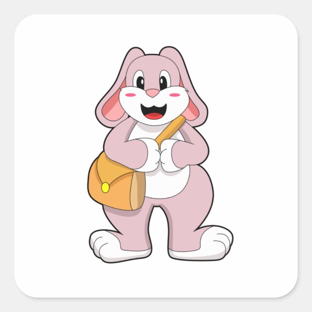 Rabbit as Hiker with Bag Square Sticker (Front)