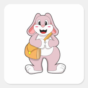 Rabbit as Hiker with Bag Square Sticker