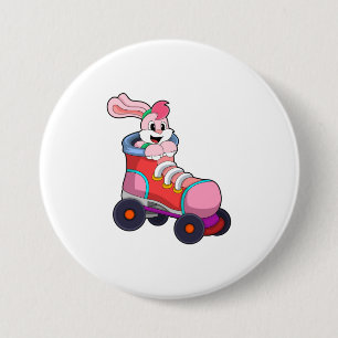 Rabbit as Inline Skater with Inline Skates 7.5 Cm Round Badge
