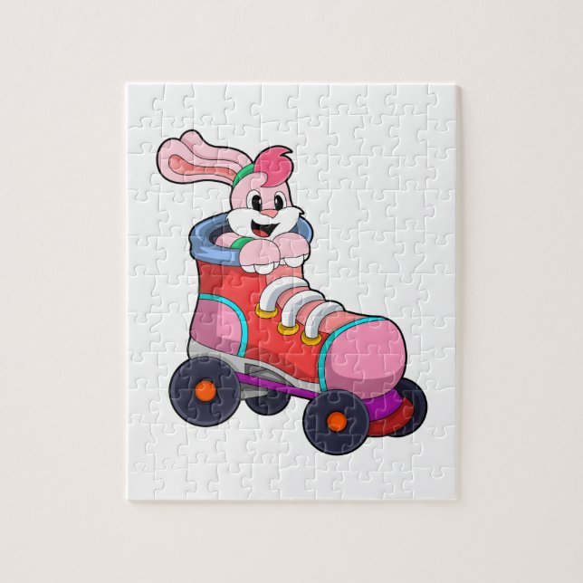 Rabbit as Inline Skater with Inline Skates Jigsaw Puzzle (Vertical)