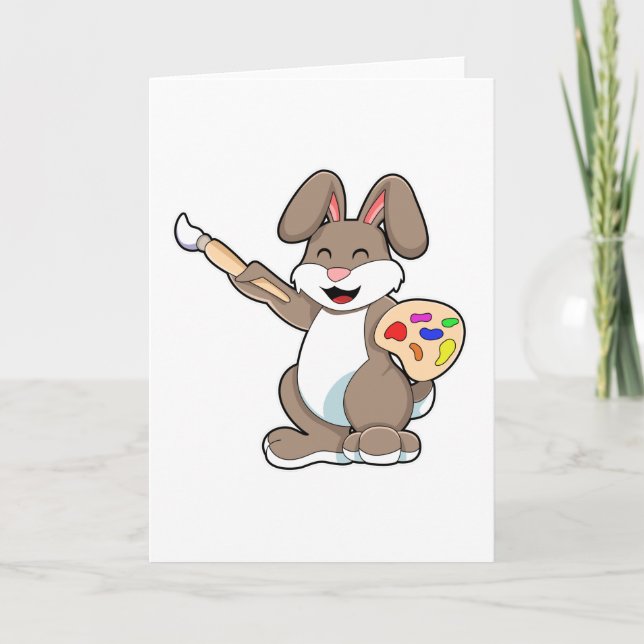 Rabbit as Painter with Brush & Paint Card (Front)