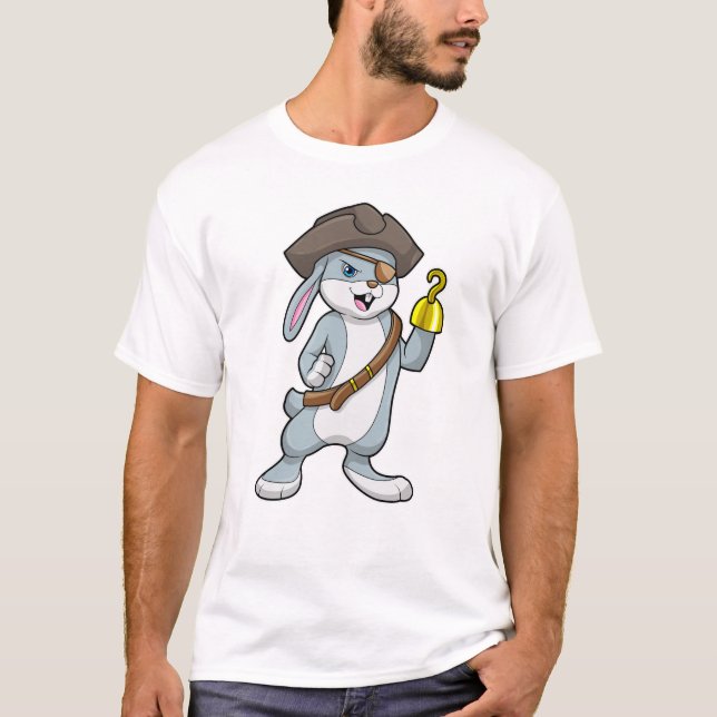 Rabbit as Pirate with Hook hand & Pirate hat T-Shirt (Front)