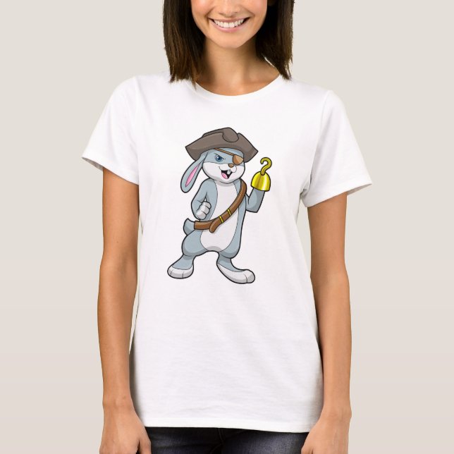 Rabbit as Pirate with Hook hand & Pirate hat T-Shirt (Front)