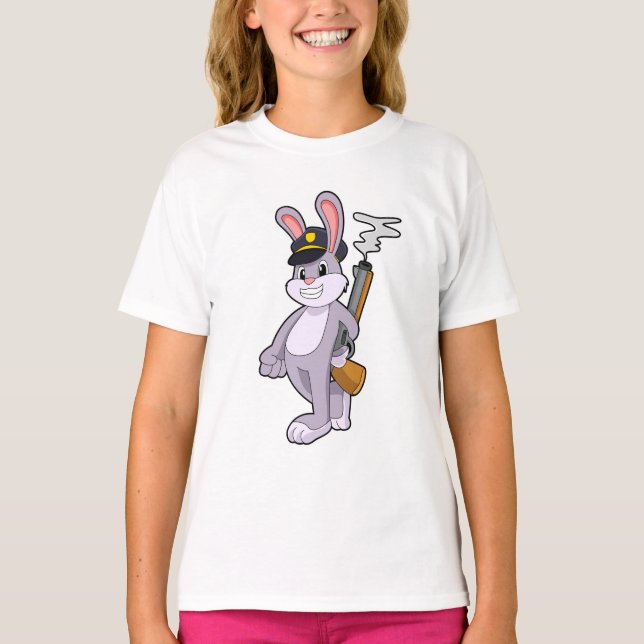 Rabbit as Police officer with Police hat T-Shirt (Front)