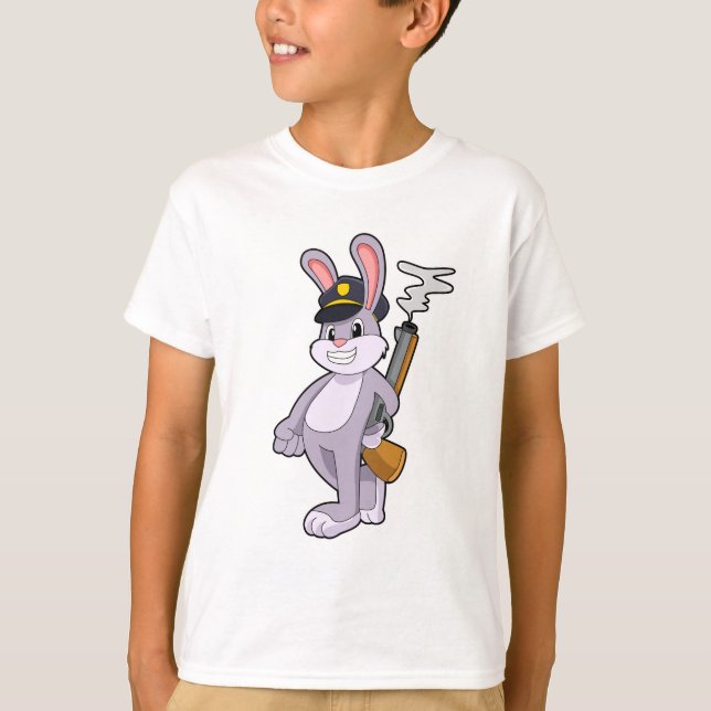 Rabbit as Police officer with Police hat T-Shirt (Front)