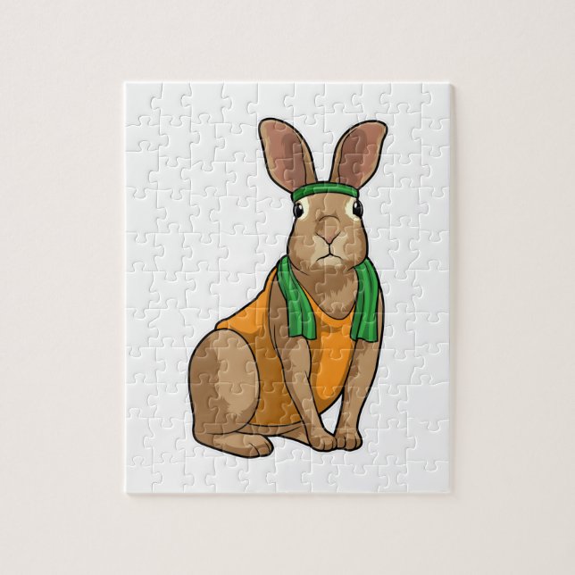 Rabbit as Runner with Towel Jigsaw Puzzle (Vertical)