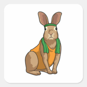 Rabbit as Runner with Towel Square Sticker