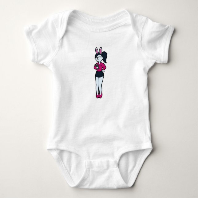 Rabbit as Secretary with Notepad & Glasses Baby Bodysuit (Front)
