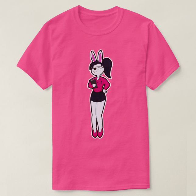 Rabbit as Secretary with Notepad Glasses T-Shirt (Design Front)