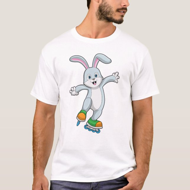 Rabbit as Skater with Inline skates T-Shirt (Front)