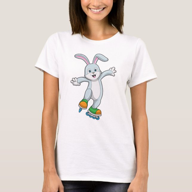 Rabbit as Skater with Inline skates T-Shirt (Front)