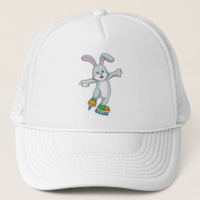Rabbit as Skater with Inline skates Trucker Hat (Front)