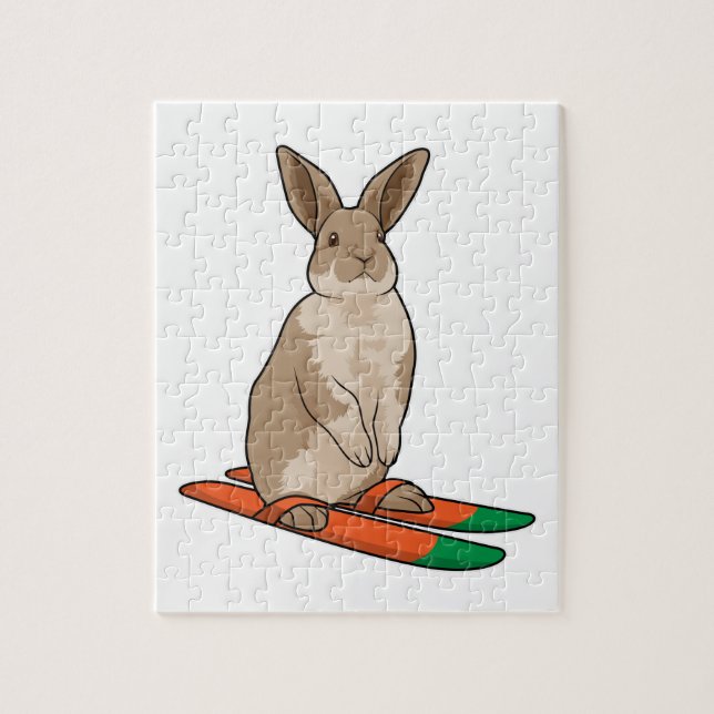 Rabbit as Skier with Ski Jigsaw Puzzle (Vertical)