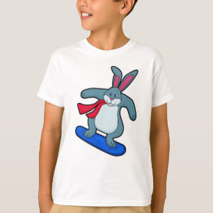 Rabbit as Snowboarder with Snowboard & Scarf T-Shirt