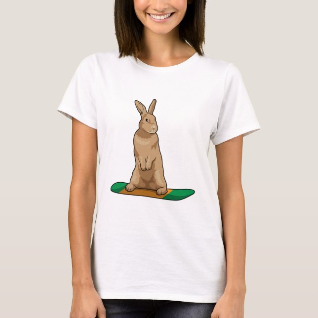 Rabbit as Snowboarder with Snowboard T-Shirt (Front)