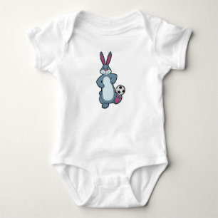 Rabbit as Soccer player with Soccer ball Baby Bodysuit