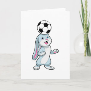 Rabbit as Soccer player with Soccer ball Card