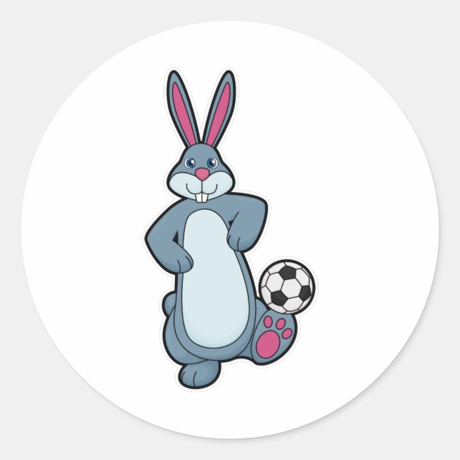 Rabbit as Soccer player with Soccer ball Classic Round Sticker (Front)
