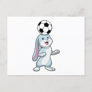 Rabbit as Soccer player with Soccer ball Postcard