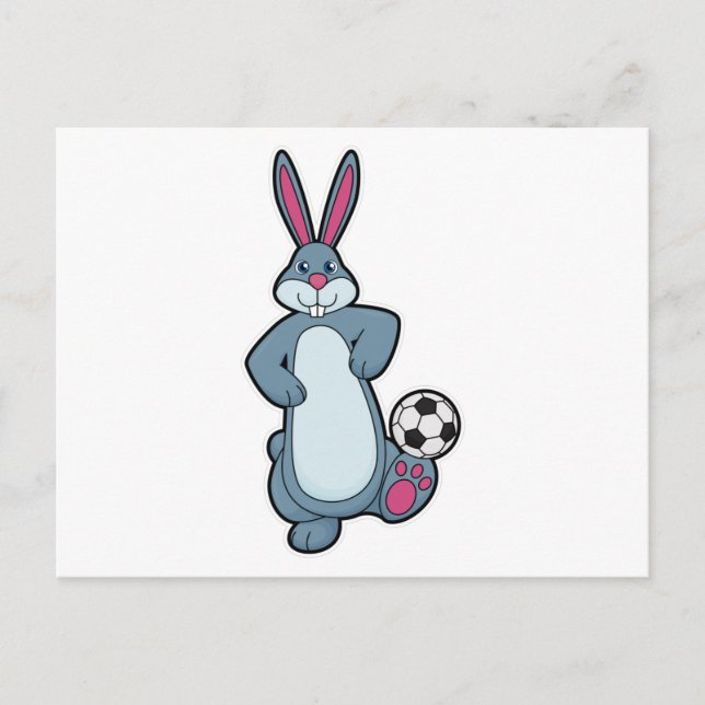 Rabbit as Soccer player with Soccer ball Postcard (Front)