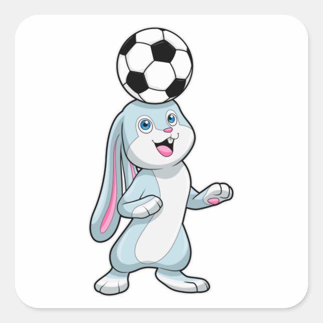 Rabbit as Soccer player with Soccer ball Square Sticker (Front)