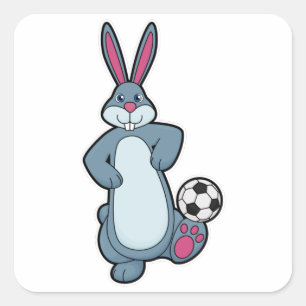 Rabbit as Soccer player with Soccer ball Square Sticker