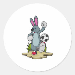 Rabbit as Soccer player with Soccer Classic Round Sticker