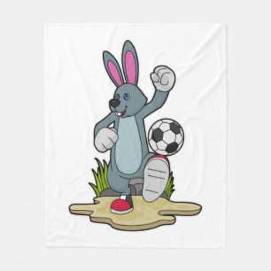 Rabbit as Soccer player with Soccer Fleece Blanket