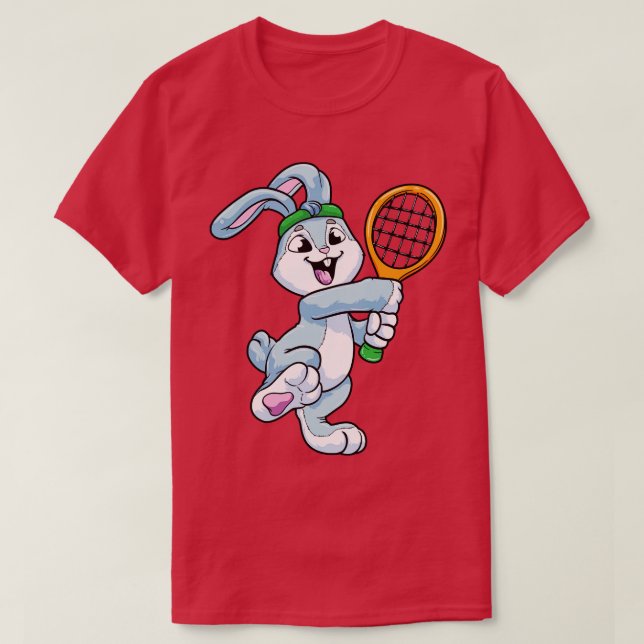 Rabbit as Tennis player with Head at Tennis T-Shirt (Design Front)