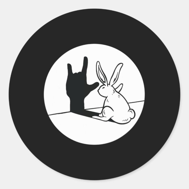 Rabbit Asl Hand Gesture Deaf Hearing Loss Awarenes Classic Round Sticker (Front)