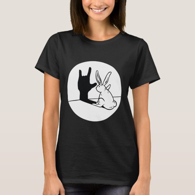 Rabbit Asl Hand Gesture Deaf Hearing Loss Awarenes T-Shirt (Front)
