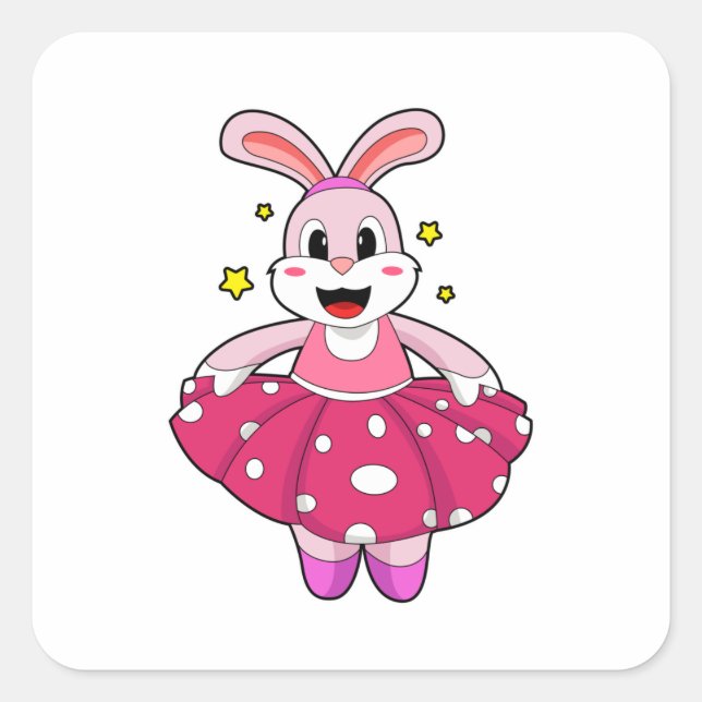Rabbit at Ballet Dance Square Sticker (Front)
