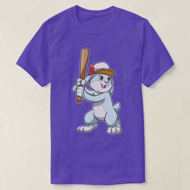 Rabbit at Baseball with Baseball bat 2 T-Shirt (Design Front)