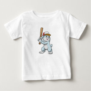 Rabbit at Baseball with Baseball bat Baby T-Shirt