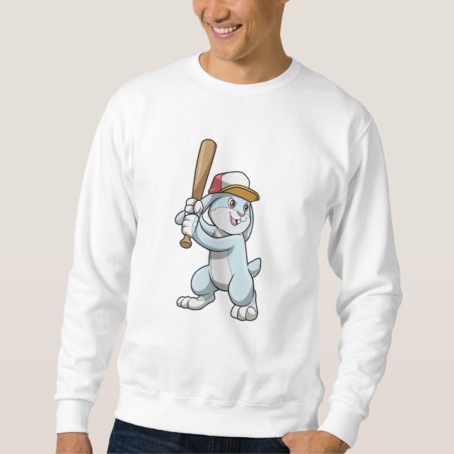 Rabbit at Baseball with Baseball bat Sweatshirt (Front)