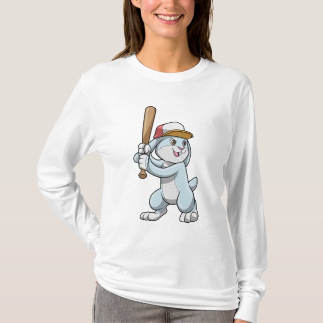 Rabbit at Baseball with Baseball bat T-Shirt (Front)