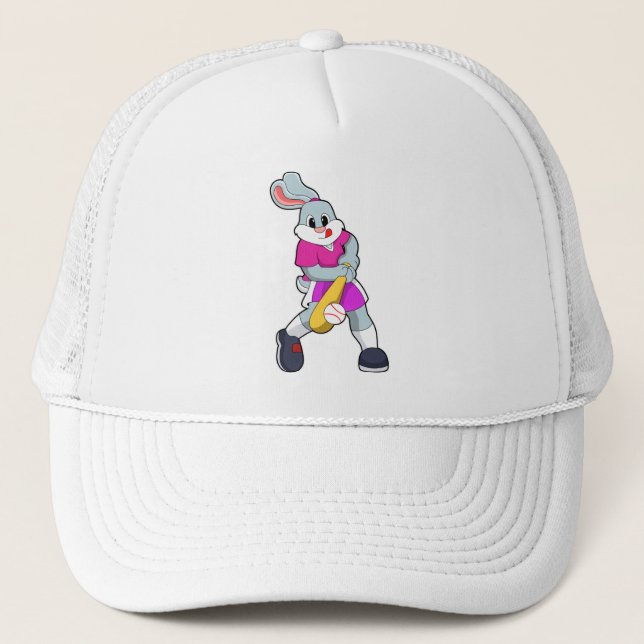 Rabbit at Baseball with Baseball bat Trucker Hat (Front)