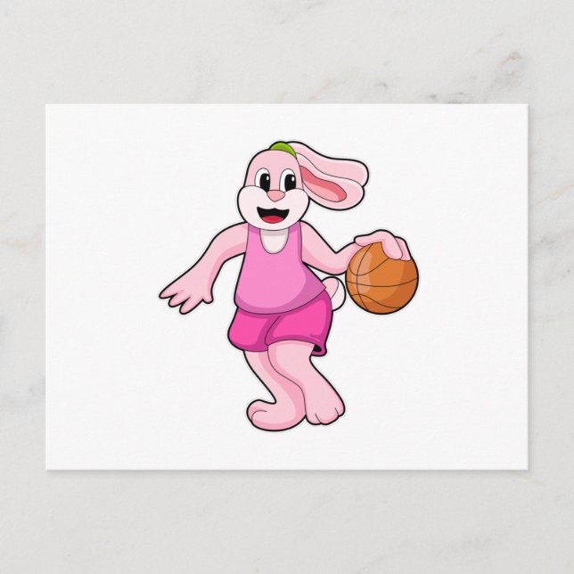 Rabbit at Basketball Sports Postcard (Front)