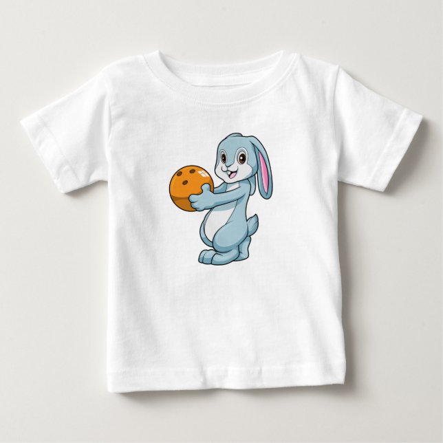 Rabbit at Bowling with Bowling ball Baby T-Shirt (Front)