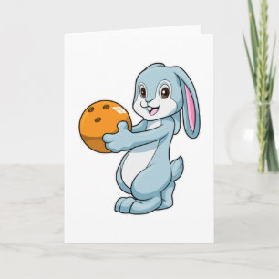 Rabbit at Bowling with Bowling ball Card