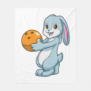 Rabbit at Bowling with Bowling ball Fleece Blanket