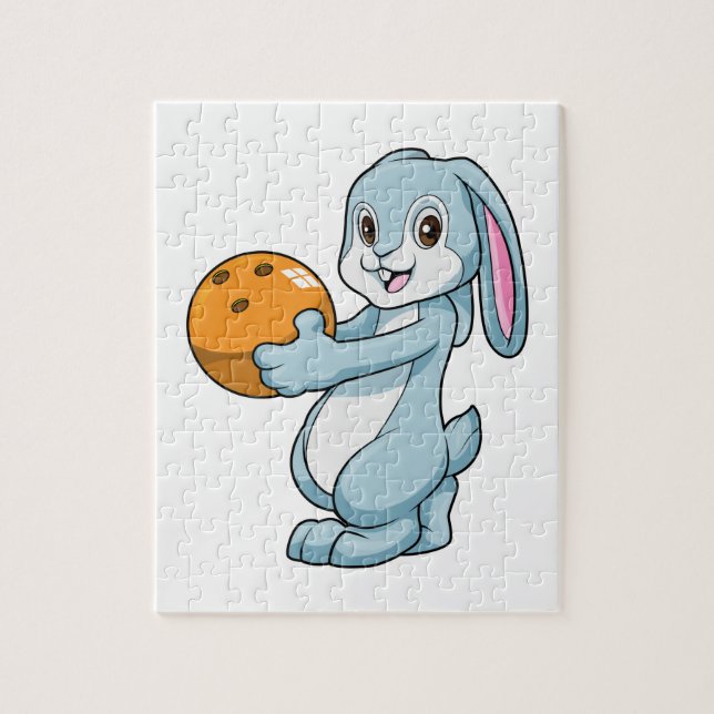 Rabbit at Bowling with Bowling ball Jigsaw Puzzle (Vertical)