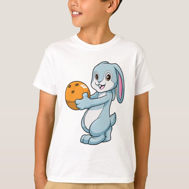 Rabbit at Bowling with Bowling ball T-Shirt (Front)