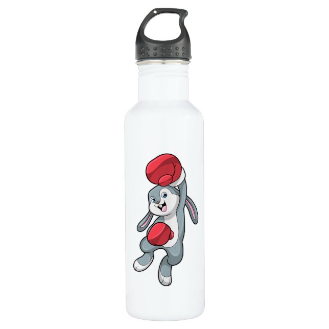 Rabbit at Boxing with Boxing gloves 710 Ml Water Bottle (Front)